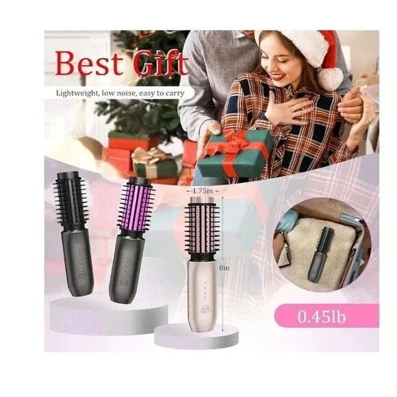 Cordless Hair Curling Iron Brush, Mini Travel Hot Straightener Comb, 3-in-1... - Picture 4 of 7